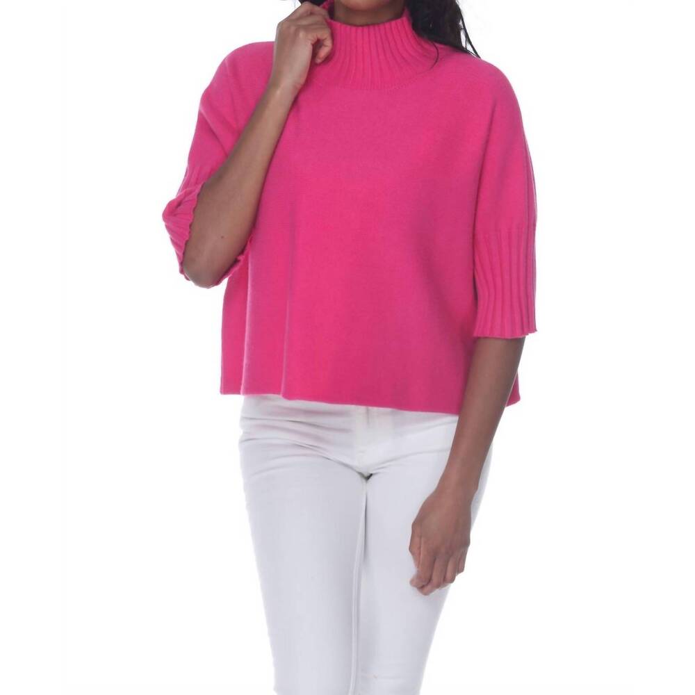 NEW RAIN AND ROSE natasha classic knit sweater top in fuchsia